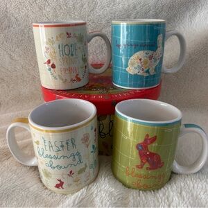 NIB S/4 Certified International “Blessings Abound” Charming Easter Mugs